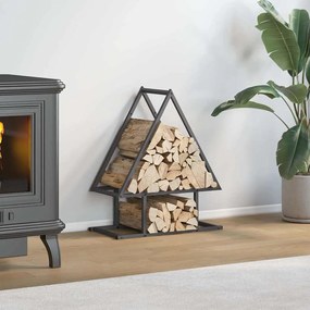 Rastrelliera Per Legna Da Ardere Nera 50x25x60 Cm /