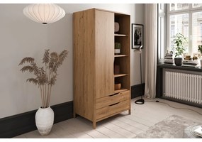 Armadio in legno di quercia in colore naturale 90x188 cm Twig - The Beds