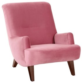 Poltrona rosa con gambe in camoscio marrone Brandford - Max Winzer