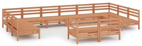 Set salotto da giardino 12 pz in legno massello di pino miele