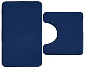 Set di tappetini per il bagno blu scuro in memory foam 2 pz per WC 50x80 cm Anti-Bacterial – Catherine Lansfield