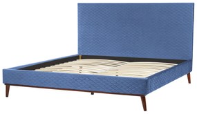 Letto matrimoniale velluto blu 180 x 200 cm BAYONNE Beliani