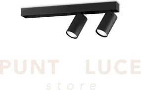 Profilo applique a parete nero 2 luci attacco gu10 45cm diffusori o...