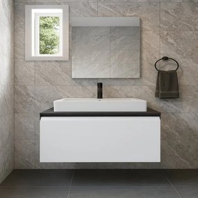 Mobile da bagno sospeso sotto lavabo L 99.5 x H 40 x P 45.5 cm bianco opaco, 1 cassetto Fusion