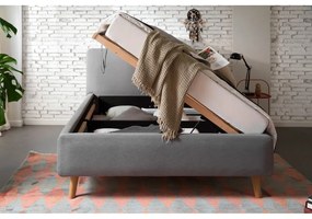 Letto matrimoniale imbottito grigio con contenitore con rete inclusa 140x200 cm Mattis – Meise Möbel