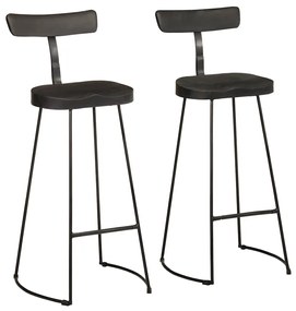 Sgabelli Da Bar 2 Pz Neri 49x43x103 Cm Legno Massello Di Mango /