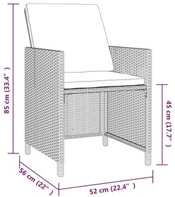 Set da Pranzo da Giardino 5 pz con Cuscini in Polyrattan Grigio