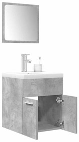 Set Mobili Da Bagno 3 Pz Grigio Cemento İn Legno Multistrato /