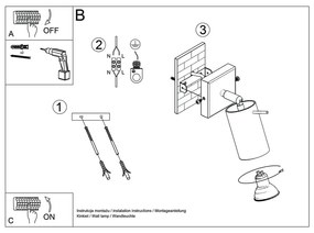 Lampada da parete in argento Etna - Sollux