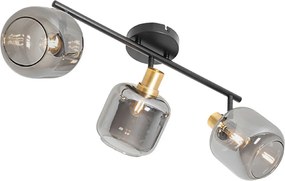 Faretto da soffitto nero con vetro fumé oblungo 3 luci - Zuzanna