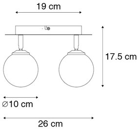 Faretto moderno nero con vetro fumé 2 luci - ATHENAS