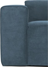 Divano componibile blu (con penisola a sinistra) con rivestimento in velluto a coste Sting – Scandic