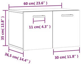 Mobile a Parete Rovere Fumo 60x36,5x35 cm in Legno Multistrato