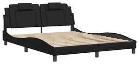 Giroletto con luci led nero 160x200 cm in similpelle