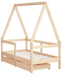 Giroletto bambini con cassetti 70x140 cm legno massello di pino