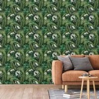 DUTCH WALLCOVERINGS Carta da Parati Eden Nero e Verde Scuro 442568