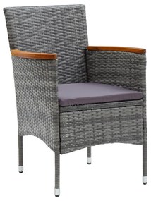 Set Mobili da Pranzo da Giardino 9 pz Polyrattan Acacia Grigio