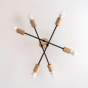 Lampadario a plafone CAMBRIDGE 6xE27/15W/230V in pino