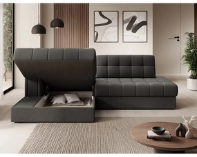 Divano angolare grigio tortora allungabile (con penisola a sinistra/con chaise lounge) con rivestimento in velluto Blezalt – ELTAP