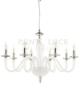 Lampadario debussy 8 luci bianco satinato cromo attacco e14 d.84cm