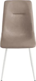 Sedia in ecopelle Tortora con gambe in metallo Bianco - LILY 2 sedie