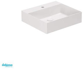 Azzurra Ceramica "Elegance Squared" Lavabo D'Appoggio o Sospeso Con Foro Bianco Lucido