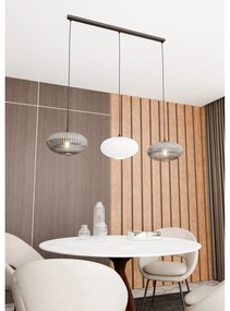Lampadario 3 Luci Iris In Acciaio Nero Paralume Plissè Multicolor