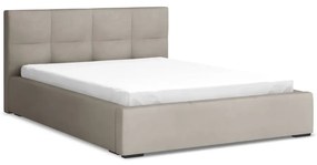 Letto matrimoniale imbottito grigio tortora in velluto con contenitore con rete inclusa 140x200 cm Hiko – Makamii