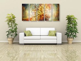 Quadri 5 pezzi – Albero con fiore della vita