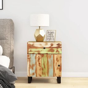 Comodino 50x33x60cm Legno Massello Recupero E Legno Multistrato /