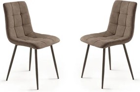 Sedia da pranzo in tessuto e gambe metallo Marrone - KATERINE 2 sedie