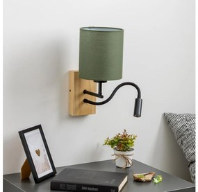 Brilagi - Applique a LED NUBILA WOOD 1xE27/25W/230V + LED/3W quercia/verde