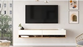Mobile Tv Sospeso 180x32x30 Effetto Legno Rovere E Bianco Evolution