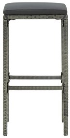Set bar da giardino 5 pz con cuscini grigio