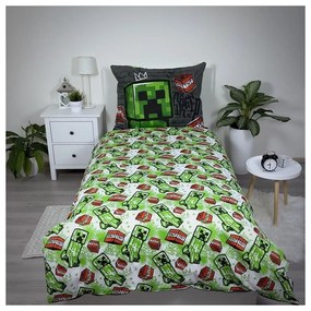 Biancheria da letto per bambini in cotone per letto singolo 140x200 cm Minecraft Metro Art - Jerry Fabrics