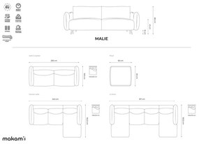 Divano rosa 230 cm Malie – Makamii