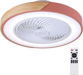 Brilagi - Lampada LED dimmerabile con ventilatore LED/38W/230V 50 cm rosa/rovere +telecomando