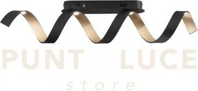 Plafoniera led helix spirale nero e oro 20w 1680lm 4000k 80x18cm