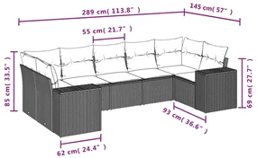 Set divani da giardino 7 pz con cuscini grigio in polyrattan