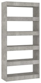 Libreria/divisorio grigio cemento 80x30x166 cm in truciolato