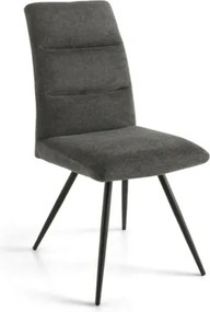 Sedia da cucina in tessuto Grigio Fumo gambe metallo HILL set 2 pezzi