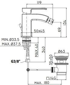 Paffoni Level Les135 Miscelatore bidet Monocomando con scarico automatico 1”1/4G Cromo