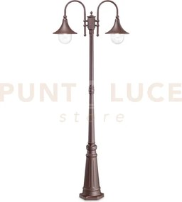 Cima palo da giardino ip43 2 luci attacco e27 alluminio coffee h.216cm