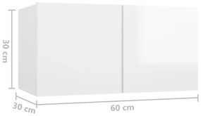 Mobili TV 4 pz Bianco Lucido 60x30x30 cm in Legno Multistrato