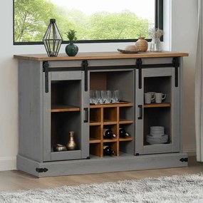 Credenza Halden 2 Ante Scorrevoli 112x40x80 Cm Legno Massello /