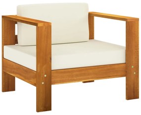 Set divani giardino 10 pz cuscini bianco crema legno d&#039;acacia