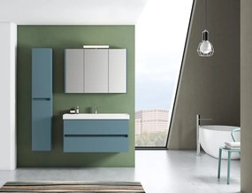Mobile bagno sospeso con lavabo L 99.5 x H 50 x P 45.5 cm laccato opaco blu pacifico 2 cassetti per vasca centrale Kora