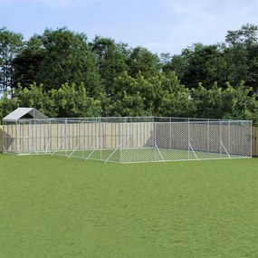 Cuccia Cani Da Esterno Tetto Argento 10x8x2,5 M Acciaio Zincato /
