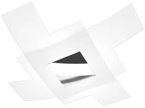 Plafoniera Moderna Tetris Color Metallo Cromo Vetro Bianco 4 Luci E27 95Cm