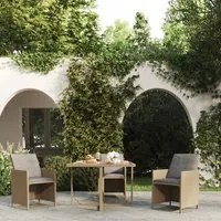 Tavolo da Giardino Beige 109x107x74 cm in Polyrattan e Vetro 316789